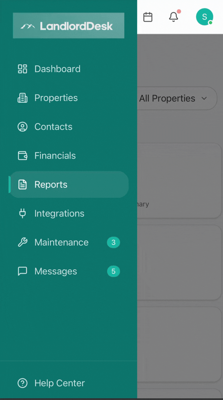Reports Page - Mobile view